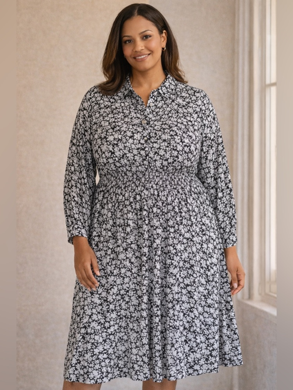 MICHAEL Michael Kors Floral Smocked Midi Dress 3X NWT